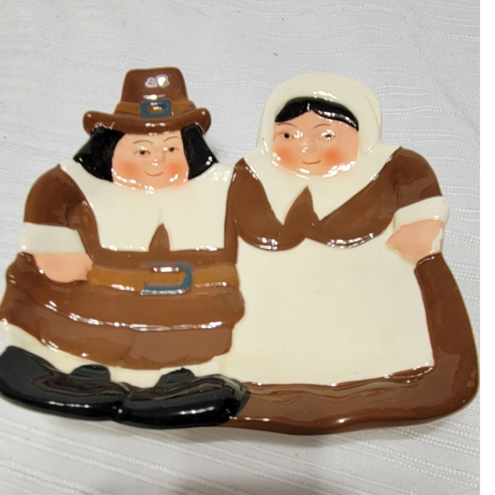 Y2K Vintage Thanksgiving Publix Pilgrim Salt Pepper Spoon Rest Napkin Rings - Picture 3 of 8